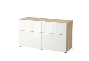 Comoda IKEA Besta antique oak / Selsviken glossy white  120x42x65 cm