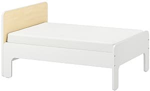 Pat copii IKEA Slakt cu somiera 80x200 Alb/Mesteacan(Bej)