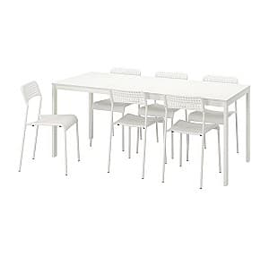 Set de masa cu scaune IKEA Vangsta/Adde White