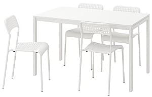 Set de masa cu scaune IKEA Melltorp/Adde 125 cm Alb (1+4)