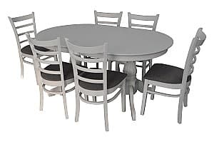 Set de masa cu scaune Evelin HV-33V White + 6 scaune COCO White/NV-10WP Grey