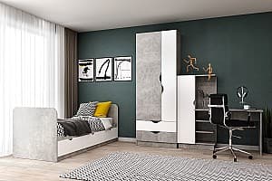 Детская комната ML Mobila Юниор №8 Ателье Светлый(Серый)/Белый