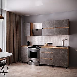 Bucatarie ML Mobila Nais 1.6 m Stejar Auriu/Atelie Inchis(Maro)