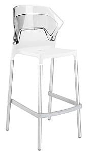 Scaun pentru bar Papatya Ego-S Bar Alb/Transparent