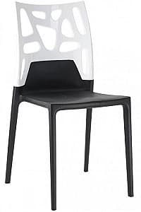 Scaun din plastic Papatya Ego-Rock Alb/Negru