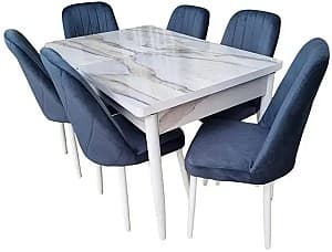 Набор стол и стулья MG-Plus Modern 80x130/170 Calcuta + 6 стульев Babyface V18 Серый/Белый