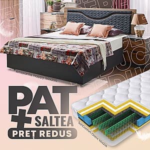 Pat Ambianta Happy 1.6 m Nuc / Gri + Saltea Salt Confort Clasic 160x200