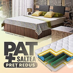 Кровать Ambianta Fenix 1.4 м Орех + Матрас Salt Confort Clasic 140x200