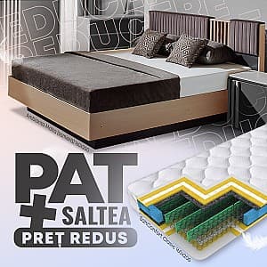 Кровать Ambianta Malta (реечное основание) 1.6 м Кремона / Графит + Матрас Salt Confort Clasic 160x200