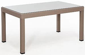 Masa Modalife Rattan Lux Large cu sticla Cappucino