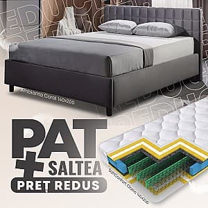 Pat Ambianta Coral 1.4 m Grafit + Saltea Salt Confort Clasic 140x200