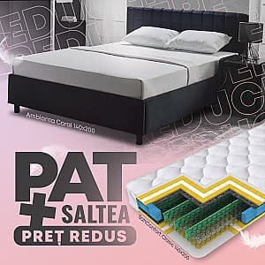 Кровать Ambianta Coral 1.4 м Черный + Матрас Salt Confort Clasic 140x200