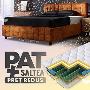 Кровать Ambianta Rio 1.6 м Кирпичный + Матрас Salt Confort Clasic 160x200