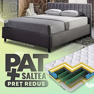 Кровать Ambianta Coral 1.8 м Графит + Матрас Salt Confort Lux 180x200