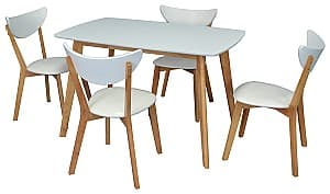 Set de masa cu scaune Evelin Cooper White/Bella Beech + 4 scaune Cameroon White/Bella Beech