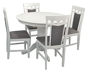 Set de masa cu scaune Evelin Capella V White + 4 scaune Deppa R White NV-10WP Grey