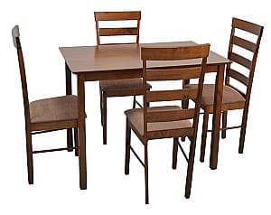 Set de masa cu scaune Evelin Gloria Burnish + 4 scaune Gloria Burnish F-789 Brown