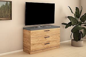 Комод PS КZ-120 (3 ящ.) Дуб Золотой / Графит Серый