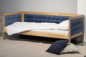 Pat copii MobiCasa Elsa 90x200 Natural / Magic Velvet 2233 (Albastru)