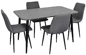Набор стол и стулья Evelin DT 405-6 B (Черный) + 4 стула XR-154B Grey 5 (Серый)