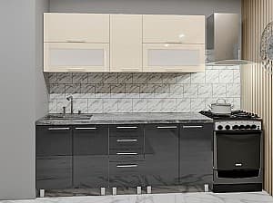 Кухня PS Лена 2м (вверх) High gloss Bordo/Bianco