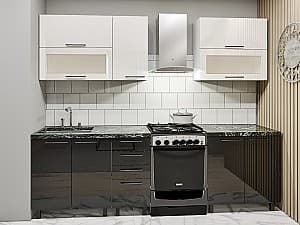 Кухня PS Лена 2м (вверх) High gloss Bianco/Black
