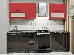 Bucatarie PS Lena 2m (in sus) High gloss Red/Black