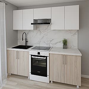 Кухня Smartex K1 220 см Белый / Дуб Светлый