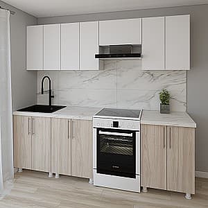 Bucatarie Smartex K1 240 cm Alb / Stejar Deschis