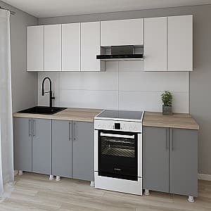 Bucatarie Smartex K1 240 cm Alb / Grafit