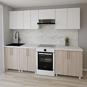 Bucatarie Smartex K1 260 cm Alb / Stejar Deschis