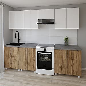 Кухня Smartex K1 260 см Белый / Дуб Темный