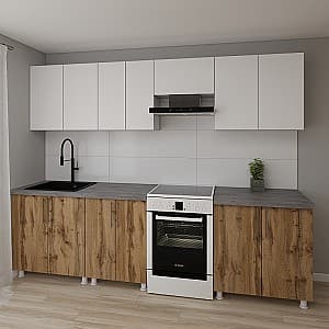 Кухня Smartex K1 280 см Белый / Дуб Темный