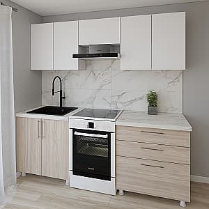 Bucatarie Smartex K2 220 cm Alb / Stejar Deschis