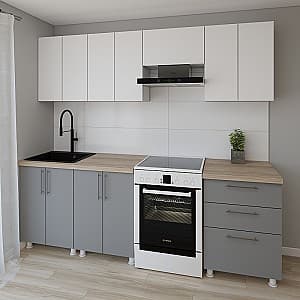 Bucatarie Smartex K2 240 cm Alb / Grafit