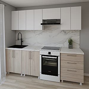 Bucatarie Smartex K2 240 cm Alb / Stejar Deschis