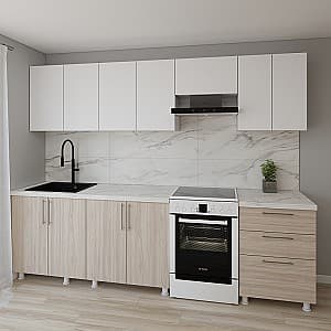 Кухня Smartex K2 280 см Белый / Дуб Светлый