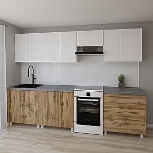 Кухня Smartex K2 300 см Белый / Дуб Темный