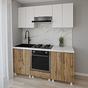 Кухня Smartex K3 180 см Белый / Дуб Темный