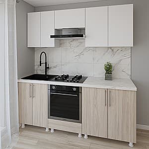 Кухня Smartex K3 200 см Белый / Дуб Светлый