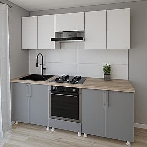 Bucatarie Smartex K3 220 cm Alb / Grafit