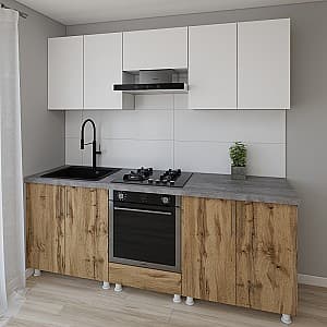 Кухня Smartex K3 220 см Белый / Дуб Темный