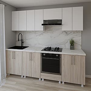 Bucatarie Smartex K3 240 cm Alb / Stejar Deschis