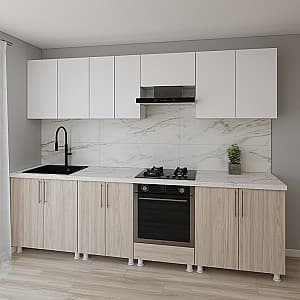 Кухня Smartex K3 280 см Белый / Дуб Светлый
