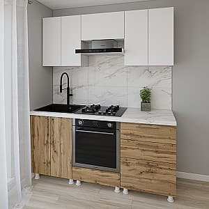 Bucatarie Smartex K4 180 cm Alb / Stejar Închis