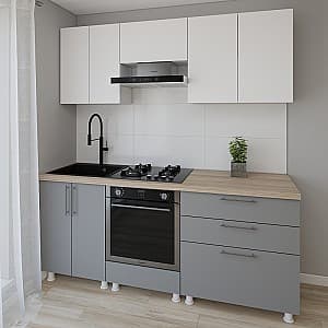 Bucatarie Smartex K4 200 cm Alb / Grafit