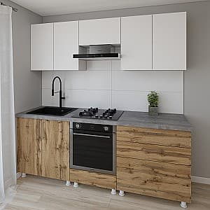 Кухня Smartex K4 220 см Белый / Дуб Темный