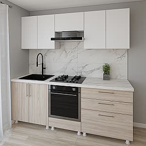 Кухня Smartex K4 220 см Белый / Дуб Светлый