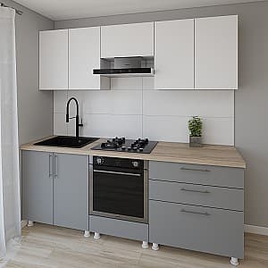 Bucatarie Smartex K4 220 cm Alb / Grafit