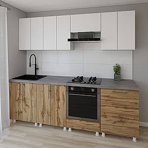 Кухня Smartex K4 240 см Белый / Дуб Темный